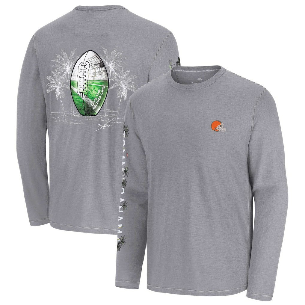 Cleveland Browns Oasis Endzone Lux Long Sleeve T-Shirt - Gray - Tommy Bahama
