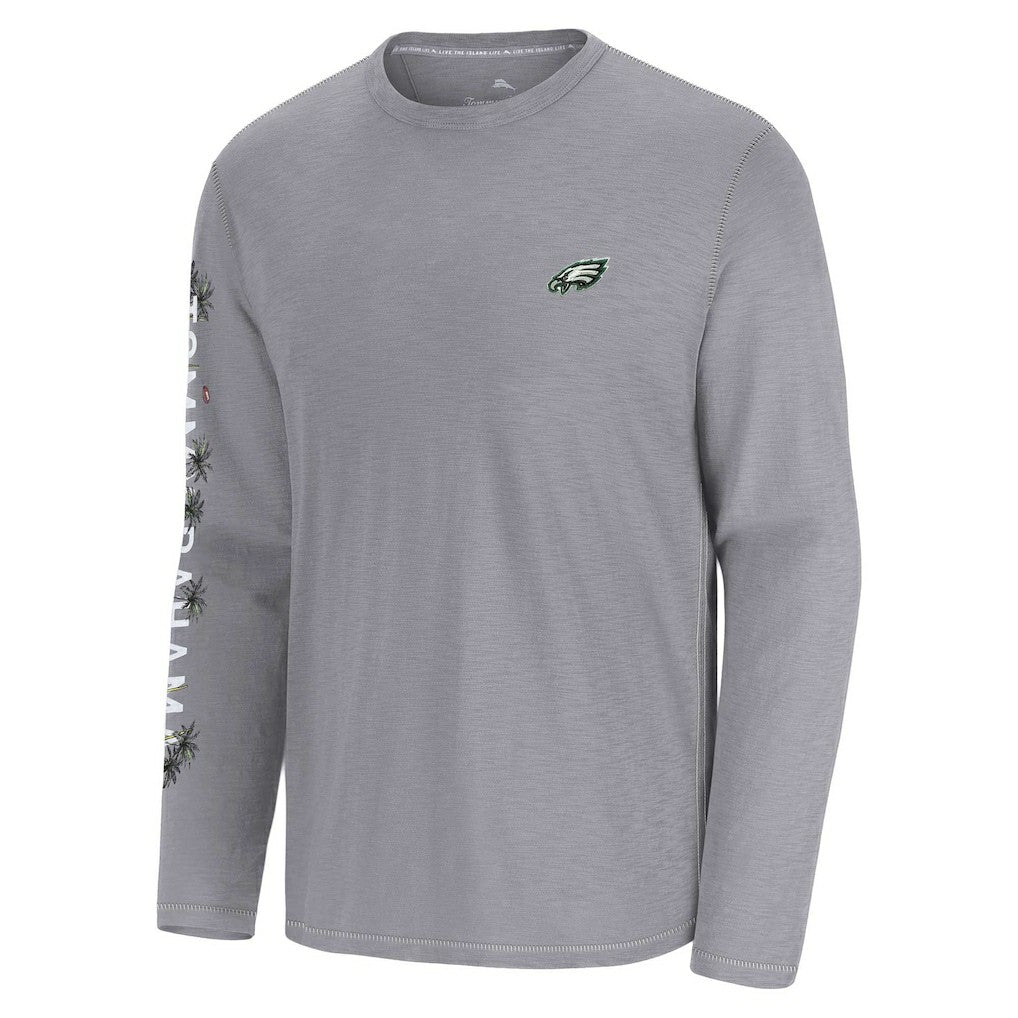 Philadelphia Eagles Oasis Endzone Lux Long Sleeve T-Shirt - Gray - Tommy Bahama