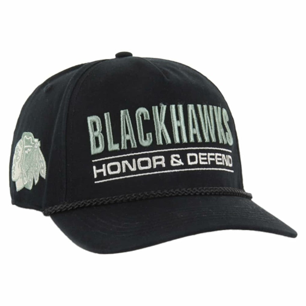 Chicago Blackhawks '47 OHT Military Appreciation Homeland Honor and Defend Hitch Adjustable Hat - Black | 47 brand Lifestyle