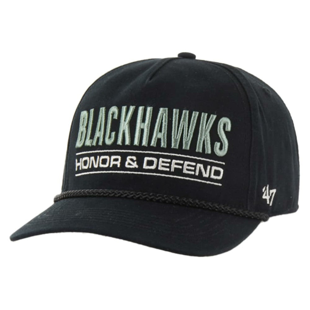 Chicago Blackhawks '47 OHT Military Appreciation Homeland Honor and Defend Hitch Adjustable Hat - Black | 47 brand Lifestyle