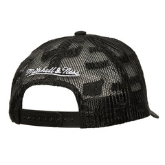 Mitchell & Ness Miami Heat Monogram Allover Logo Mesh Trucker Adjustable Hat Black