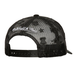 Mitchell & Ness Philadelphia 76ers Monogram Allover Logo Mesh Trucker Adjustable Hat Black