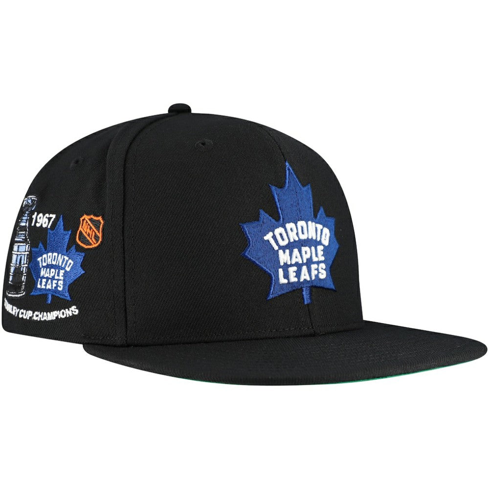Toronto Maple Leafs Mitchell & Ness Core Top Spot Snapback Hat - Black | NHL near me