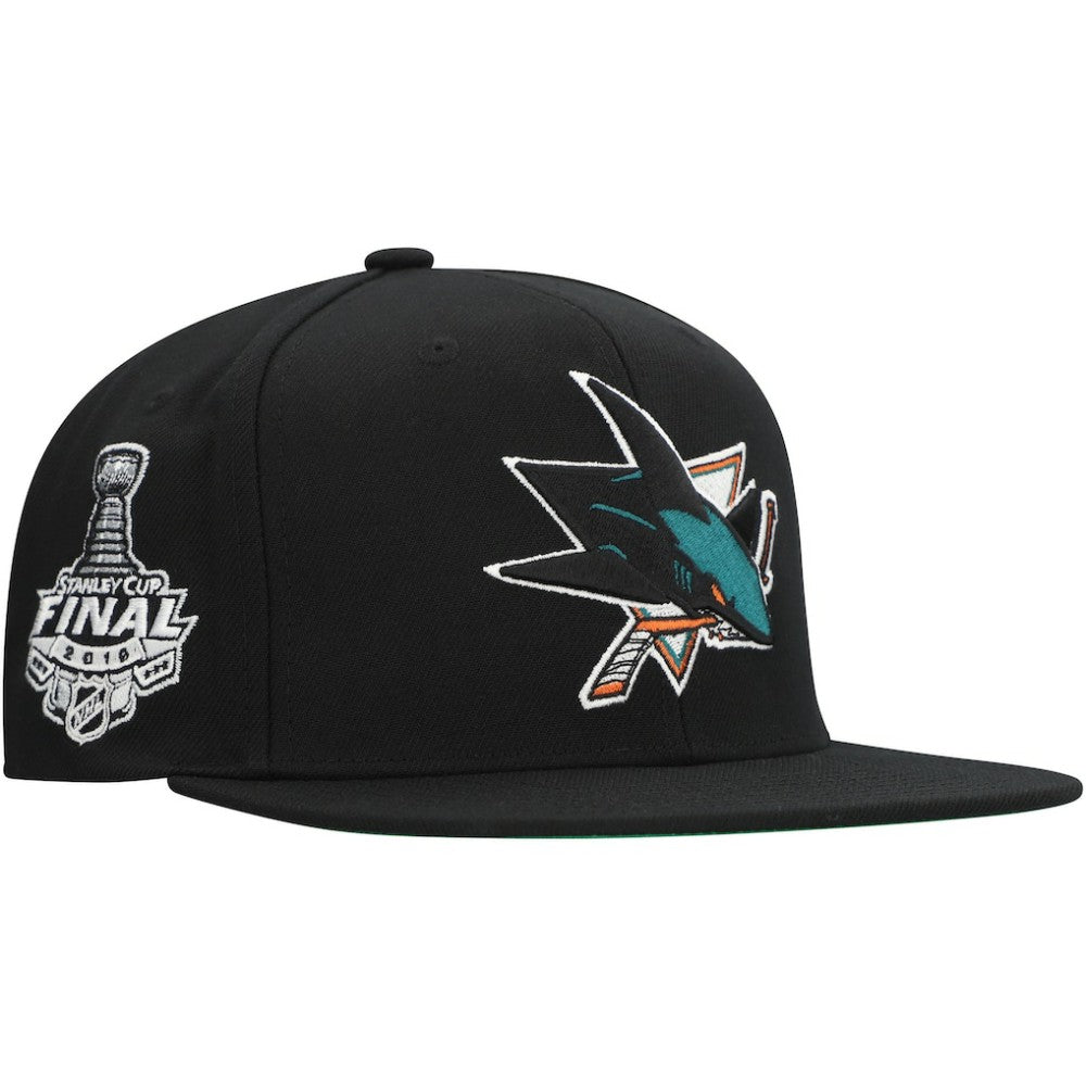 San Jose Sharks Mitchell & Ness Core Top Spot Snapback Hat - Black | NHL near me