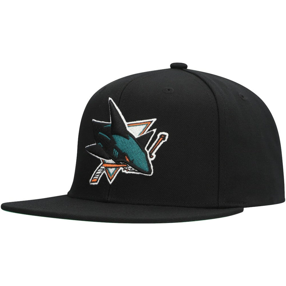 San Jose Sharks Mitchell & Ness Core Top Spot Snapback Hat - Black | NHL near me