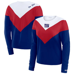 New York Giants WEAR by Erin Andrews Women's Chevron Tri-Blend Long Sleeve T-Shirt - Royal/Red - NFL