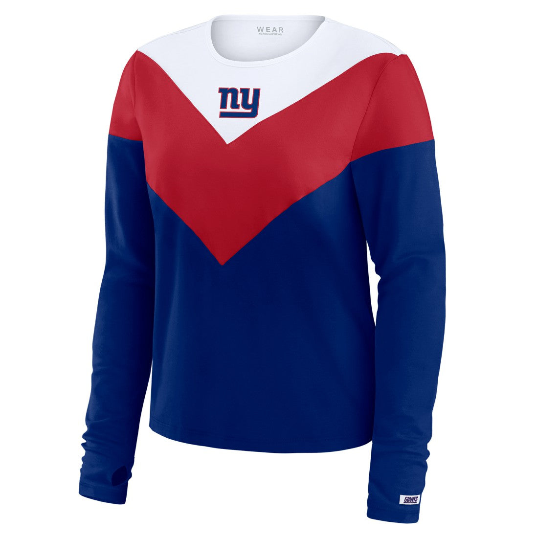 New York Giants WEAR by Erin Andrews Women's Chevron Tri-Blend Long Sleeve T-Shirt - Royal/Red - NFL