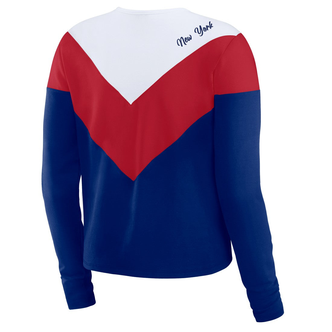 New York Giants WEAR by Erin Andrews Women's Chevron Tri-Blend Long Sleeve T-Shirt - Royal/Red - NFL