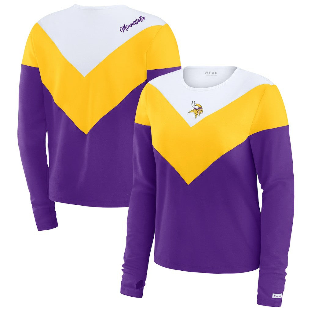 Minnesota Vikings WEAR by Erin Andrews Women's Chevron Tri-Blend Long Sleeve T-Shirt - Purple/Gold - NFL