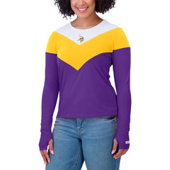 Minnesota Vikings WEAR by Erin Andrews Women's Plus Size Chevron Tri-Blend Long Sleeve T-Shirt - White/Gold - NFL