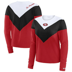 San Francisco 49ers WEAR by Erin Andrews Women's Plus Size Chevron Tri-Blend Long Sleeve T-Shirt - Scarlet/Black - NFL