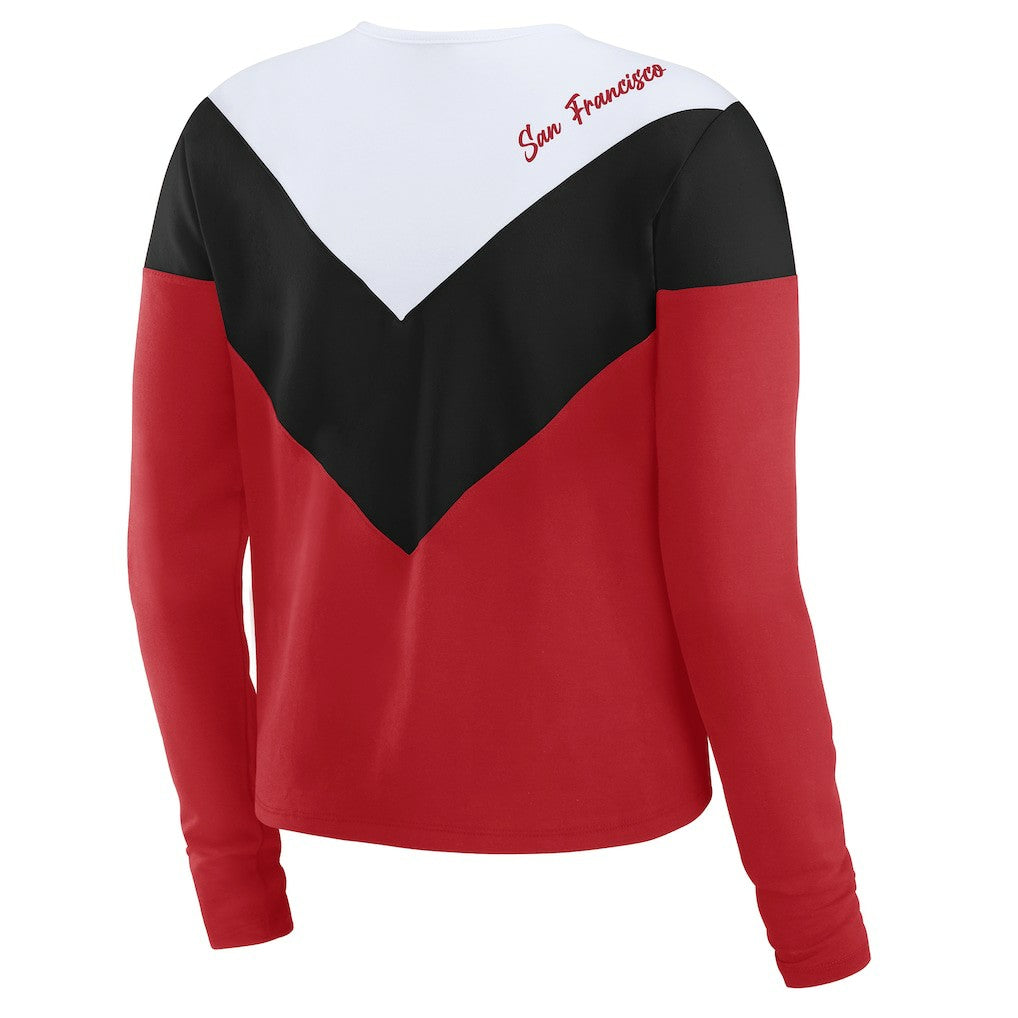 San Francisco 49ers WEAR by Erin Andrews Women's Plus Size Chevron Tri-Blend Long Sleeve T-Shirt - Scarlet/Black - NFL