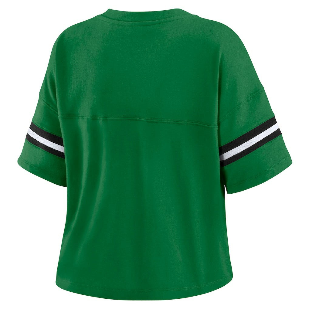 New York Jets WEAR by Erin Andrews Women's Color Block Boxy V-Neck T-Shirt - Kelly Green - NFL