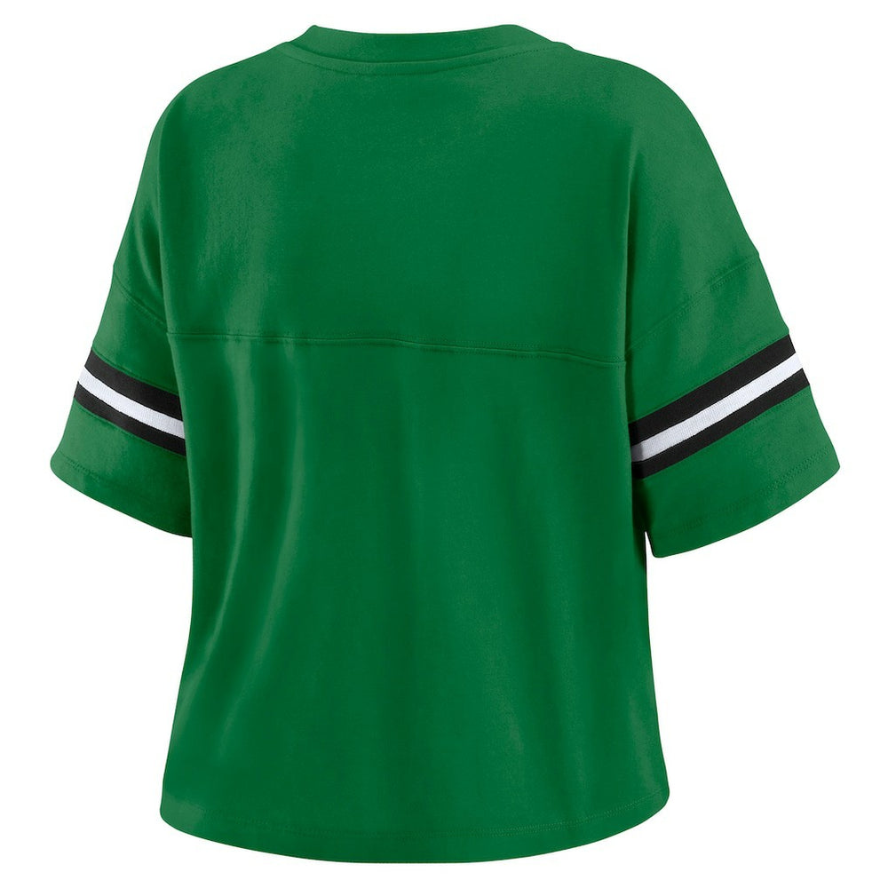 New York Jets WEAR by Erin Andrews Women's Color Block Boxy V-Neck T-Shirt - Kelly Green - NFL
