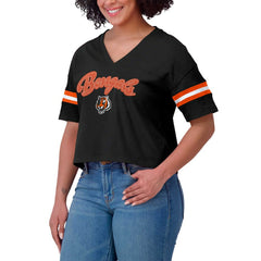 Cincinnati Bengals WEAR by Erin Andrews Women's Plus Size Color Block Boxy V-Neck T-Shirt - Black - NFL