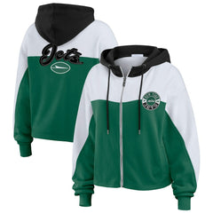 New York Jets WEAR by Erin Andrews Women's Color Block Full-Zip Hoodie - Green/White - NFL
