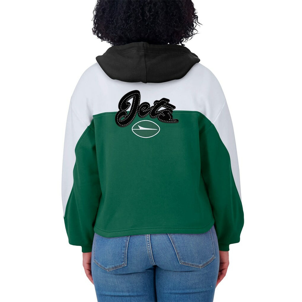 New York Jets WEAR by Erin Andrews Women's Color Block Full-Zip Hoodie - Green/White - NFL