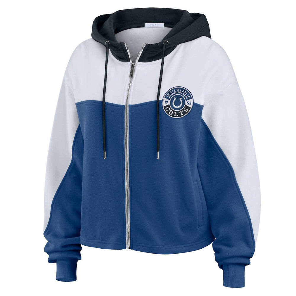 Indianapolis Colts WEAR by Erin Andrews Women's Plus Size Color Block Full-Zip Hoodie - Royal - NFL