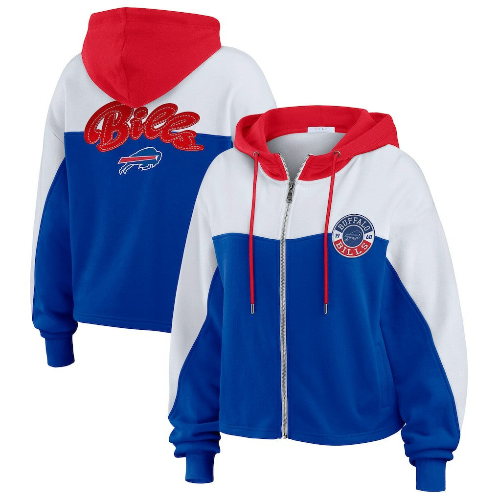 Buffalo Bills WEAR by Erin Andrews Women's Plus Size Color Block Full-Zip Hoodie - Royal - NFL