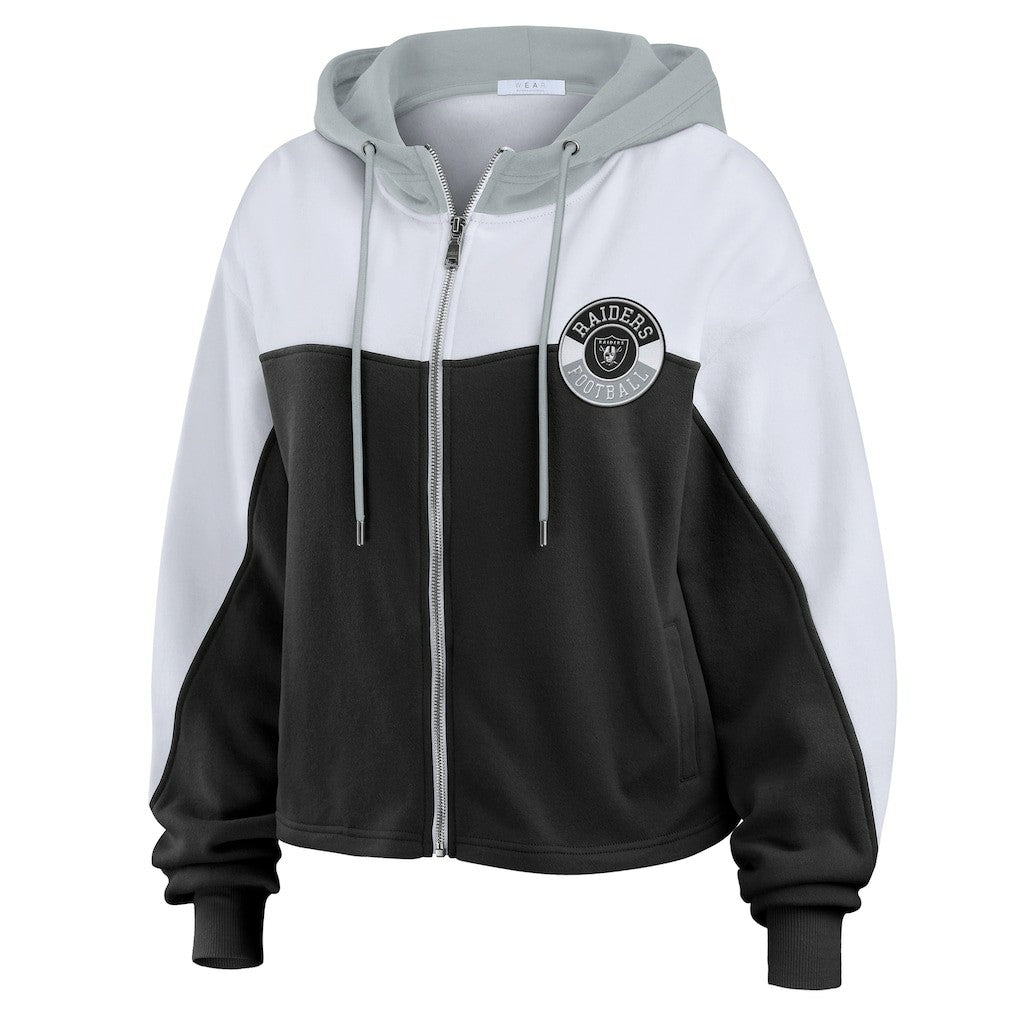 Las Vegas Raiders WEAR by Erin Andrews Women's Plus Size Color Block Full-Zip Hoodie - Black - NFL