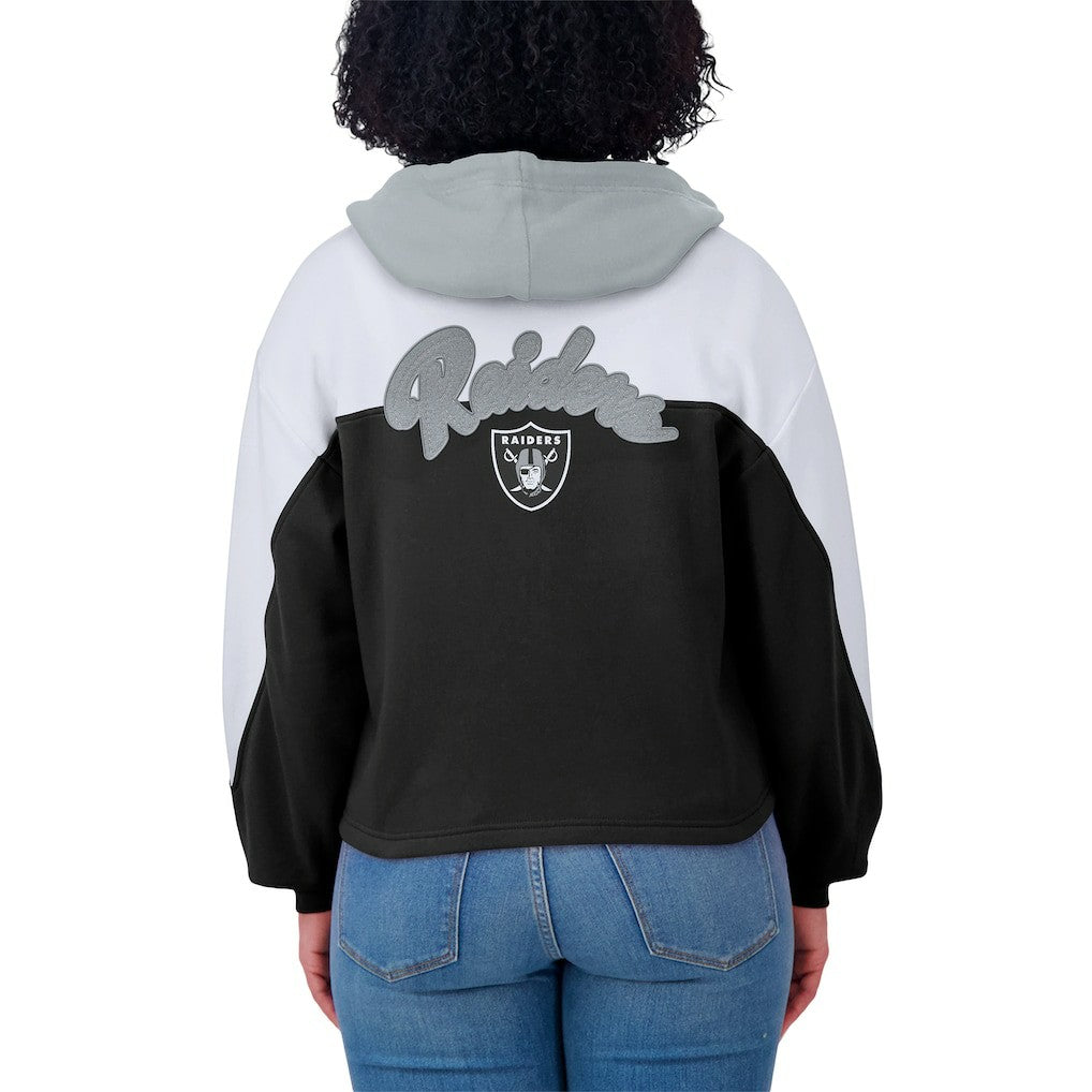 Las Vegas Raiders WEAR by Erin Andrews Women's Plus Size Color Block Full-Zip Hoodie - Black - NFL