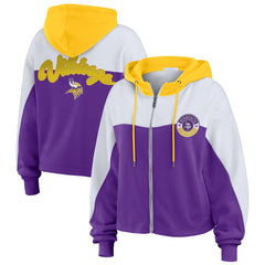 Minnesota Vikings WEAR by Erin Andrews Women's Plus Size Color Block Full-Zip Hoodie - Purple - NFL