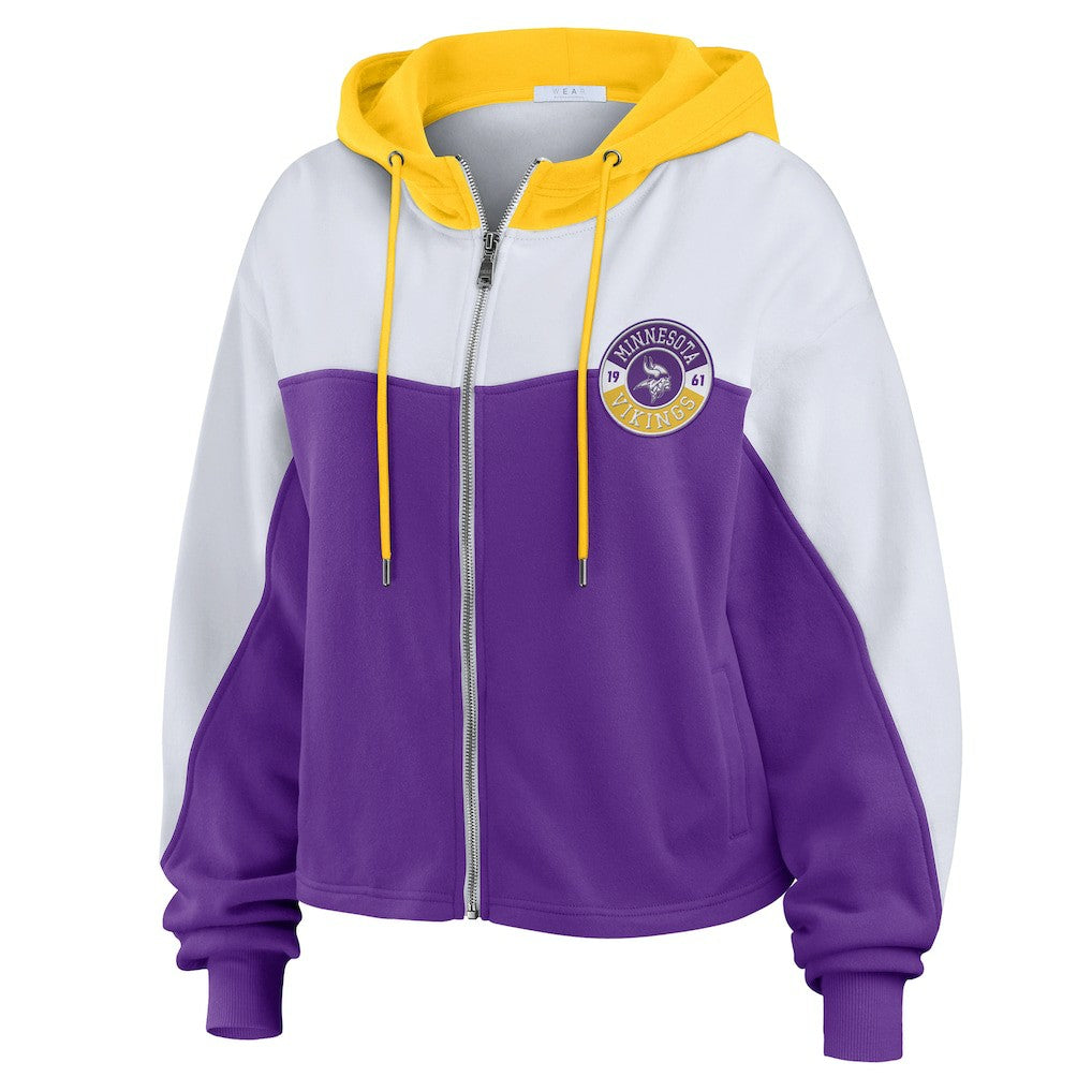 Minnesota Vikings WEAR by Erin Andrews Women's Plus Size Color Block Full-Zip Hoodie - Purple - NFL