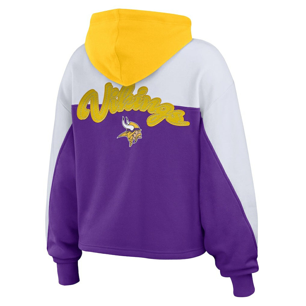 Minnesota Vikings WEAR by Erin Andrews Women's Plus Size Color Block Full-Zip Hoodie - Purple - NFL
