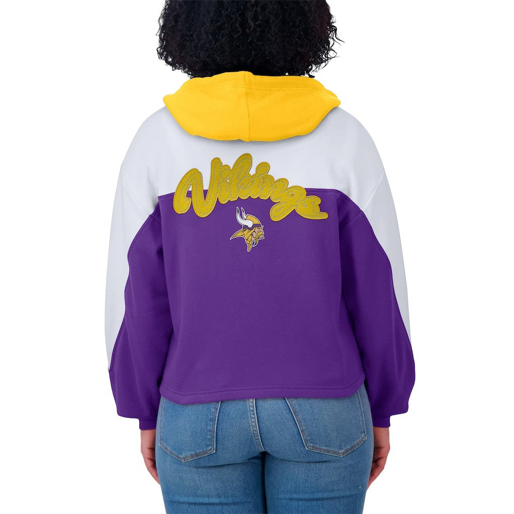 Minnesota Vikings WEAR by Erin Andrews Women's Plus Size Color Block Full-Zip Hoodie - Purple - NFL