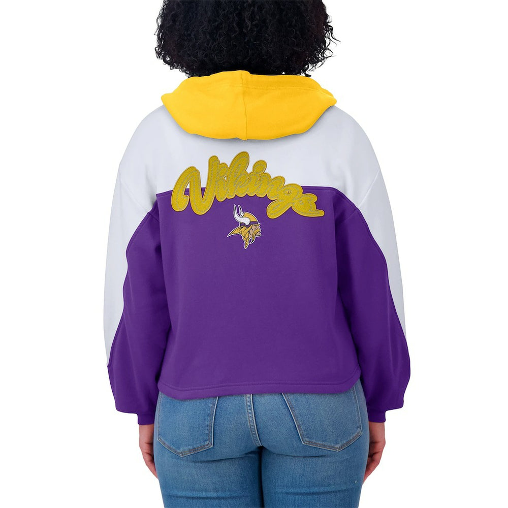 Minnesota Vikings WEAR by Erin Andrews Women's Plus Size Color Block Full-Zip Hoodie - Purple - NFL