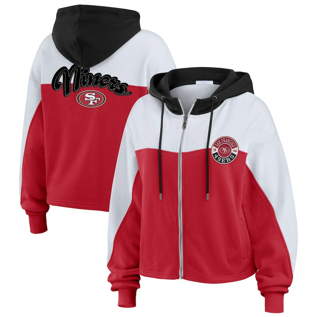 San Francisco 49ers WEAR by Erin Andrews Women's Plus Size Color Block Full-Zip Hoodie - Scarlet - NFL