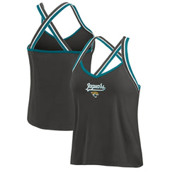 Jacksonville Jaguars WEAR by Erin Andrews Women's Cross Strap Tri-Blend Tank Top - Black - NFL