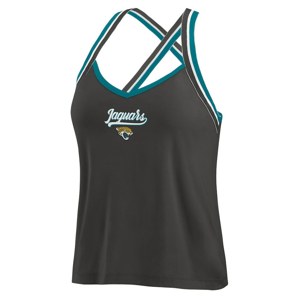 Jacksonville Jaguars WEAR by Erin Andrews Women's Cross Strap Tri-Blend Tank Top - Black - NFL