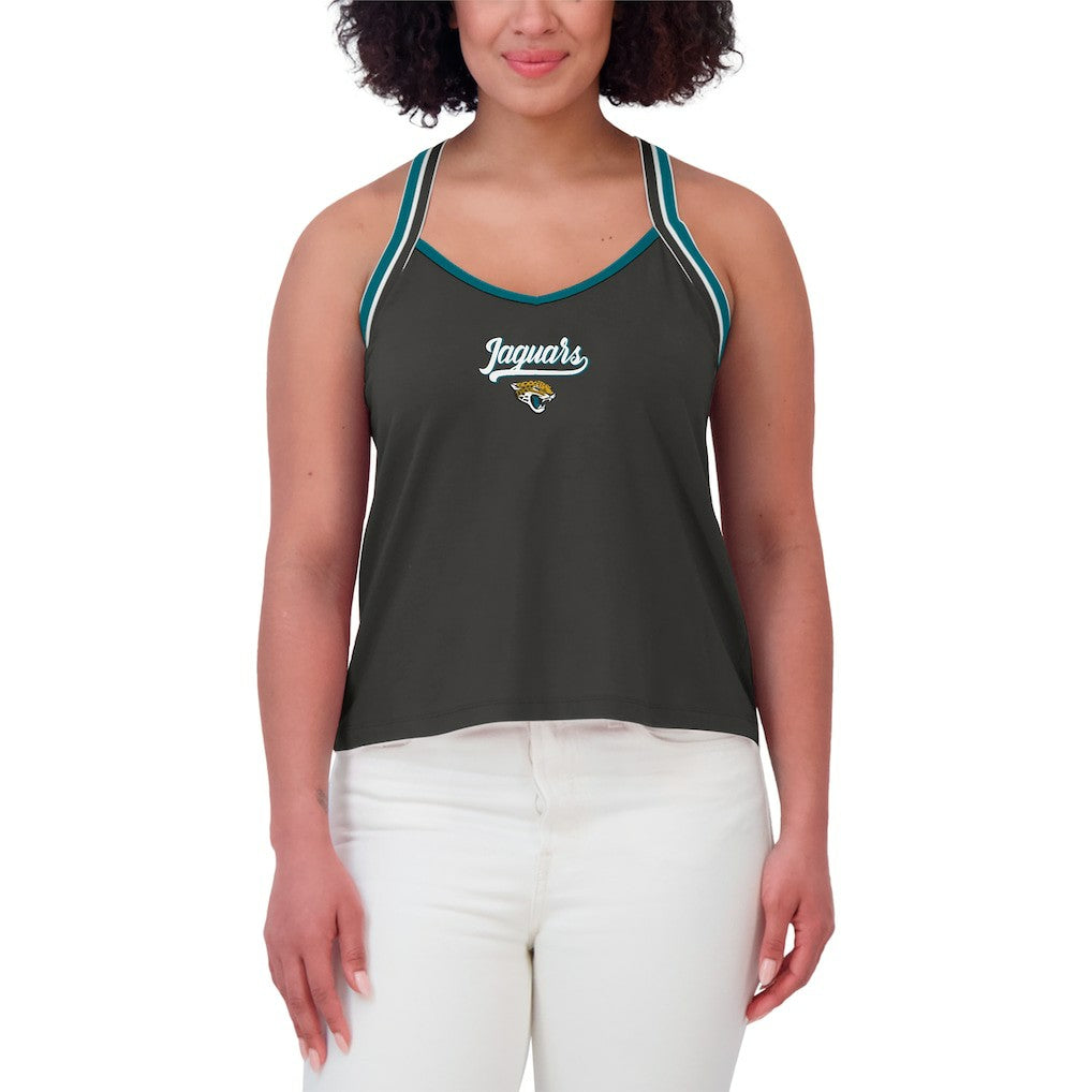 Jacksonville Jaguars WEAR by Erin Andrews Women's Cross Strap Tri-Blend Tank Top - Black - NFL