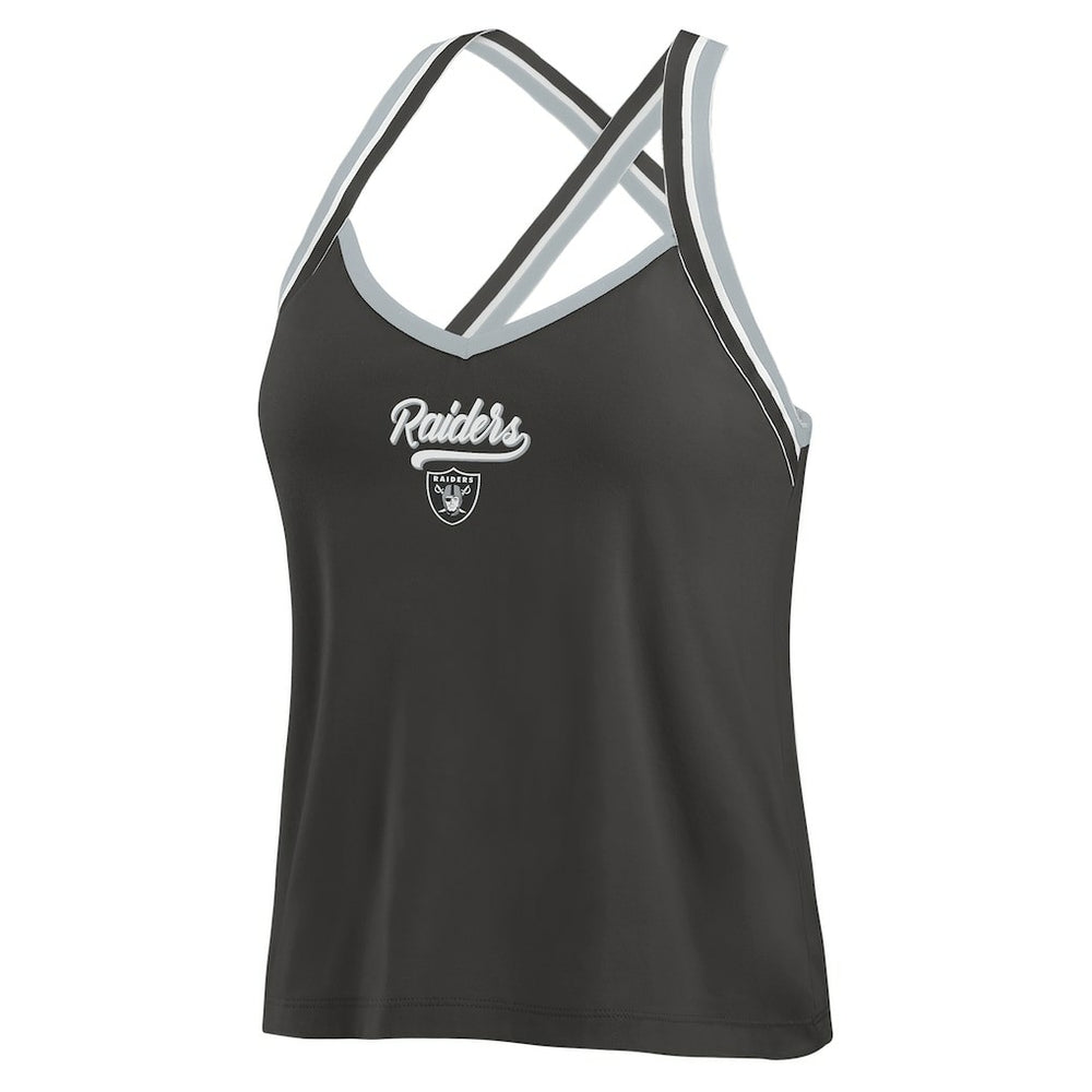 Las Vegas Raiders WEAR by Erin Andrews Women's Cross Strap Tri-Blend Tank Top - Black - NFL