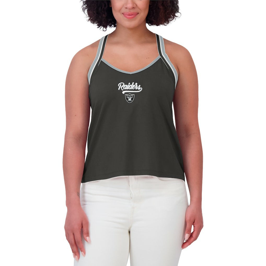 Las Vegas Raiders WEAR by Erin Andrews Women's Cross Strap Tri-Blend Tank Top - Black - NFL