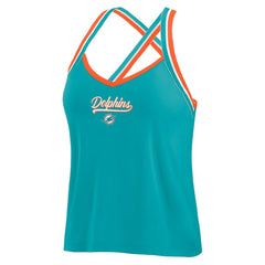 Miami Dolphins WEAR by Erin Andrews Women's Cross Strap Tri-Blend Tank Top - Aqua - NFL
