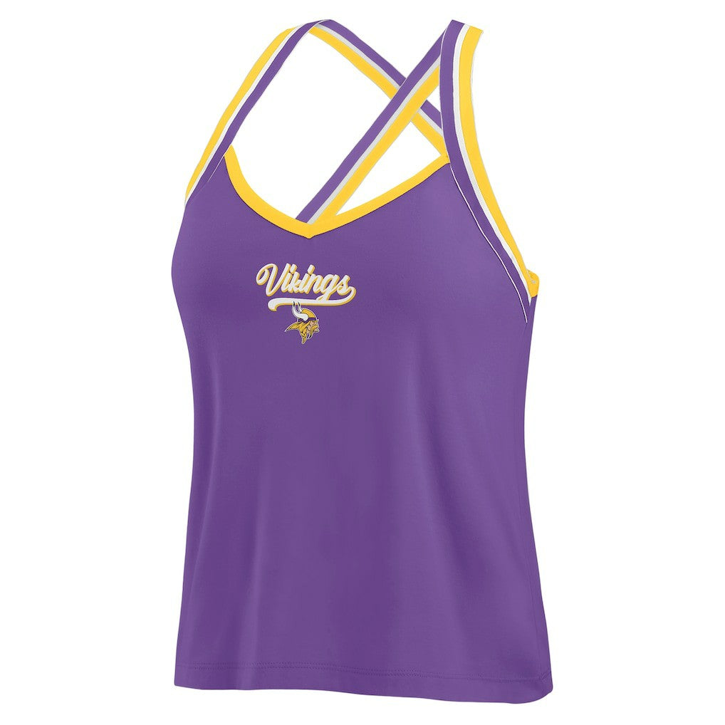 Minnesota Vikings WEAR by Erin Andrews Women's Cross Strap Tri-Blend Tank Top - Purple - NFL