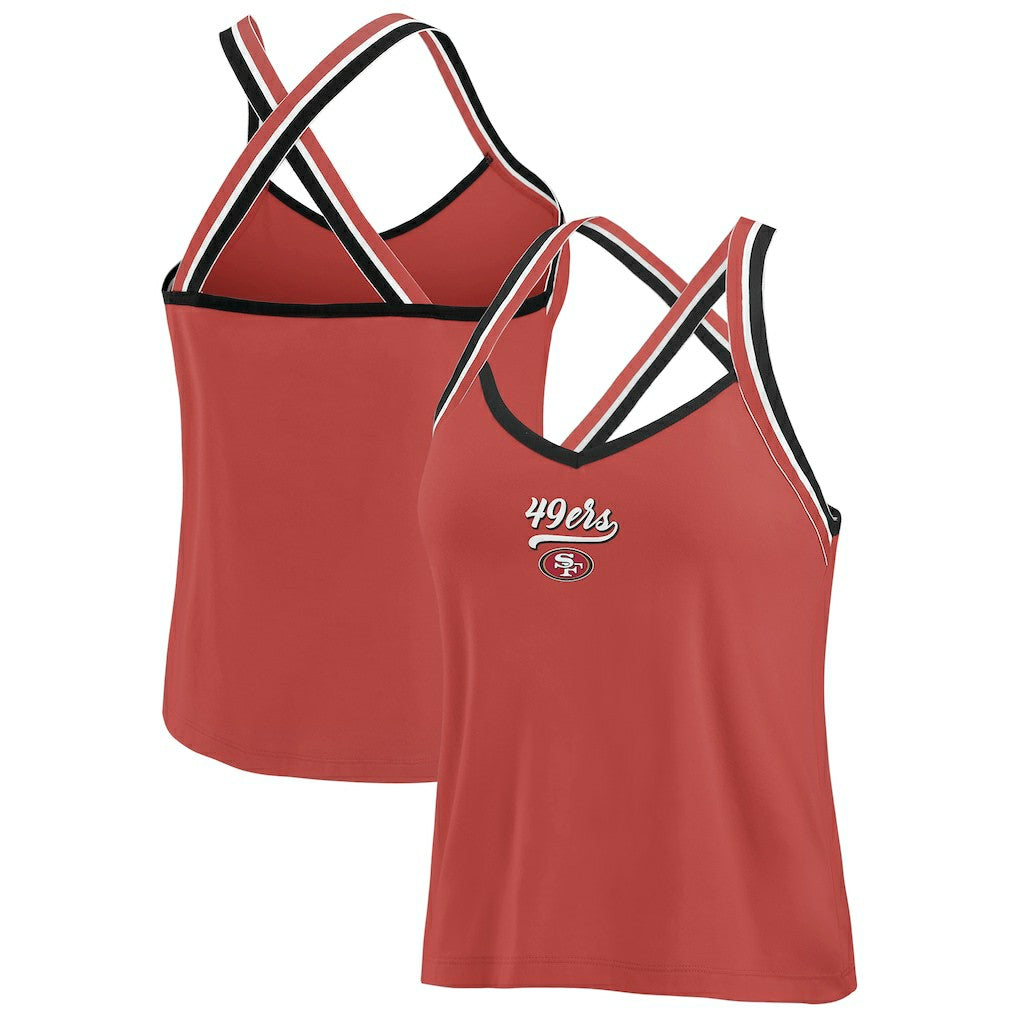 San Francisco 49ers WEAR by Erin Andrews Women's Cross Strap Tri-Blend Tank Top - Scarlet - NFL