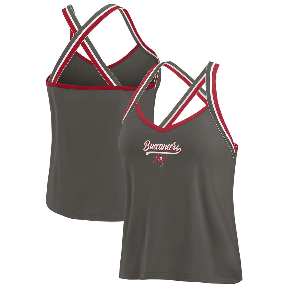 Tampa Bay Buccaneers WEAR by Erin Andrews Women's Cross Strap Tri-Blend Tank Top - Pewter - NFL