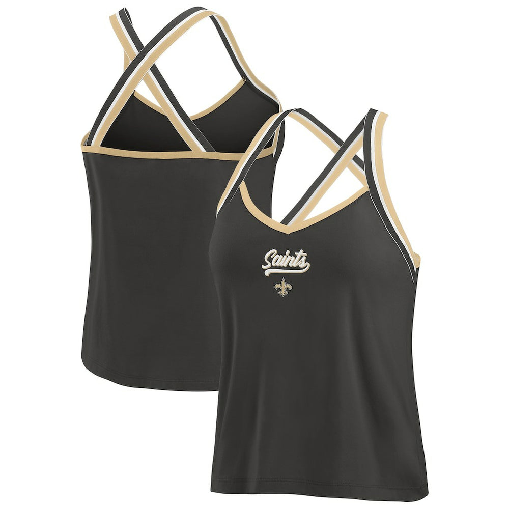 New Orleans Saints WEAR by Erin Andrews Women's Cross Strap Tri-Blend Tank Top - Black - NFL