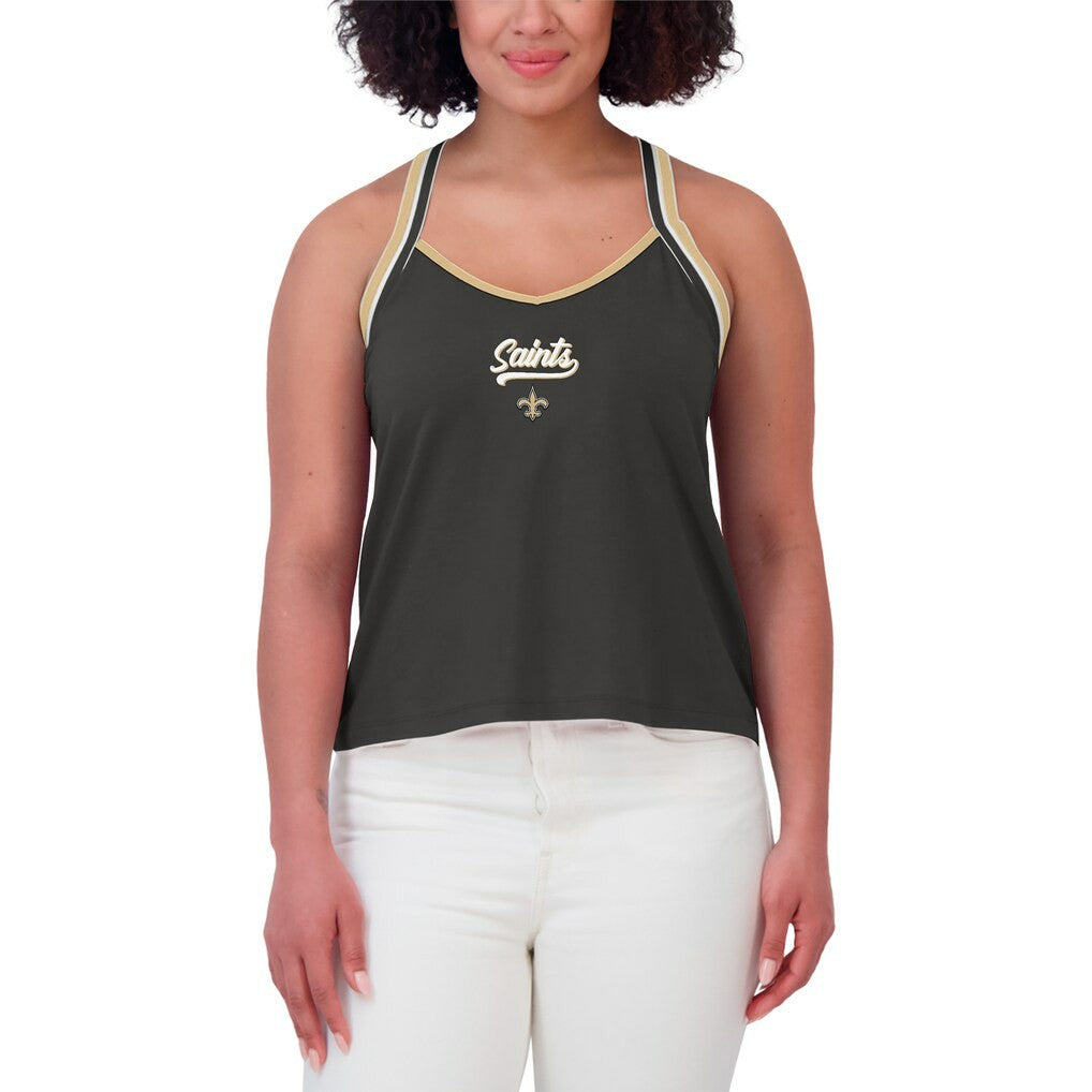 New Orleans Saints WEAR by Erin Andrews Women's Cross Strap Tri-Blend Tank Top - Black - NFL