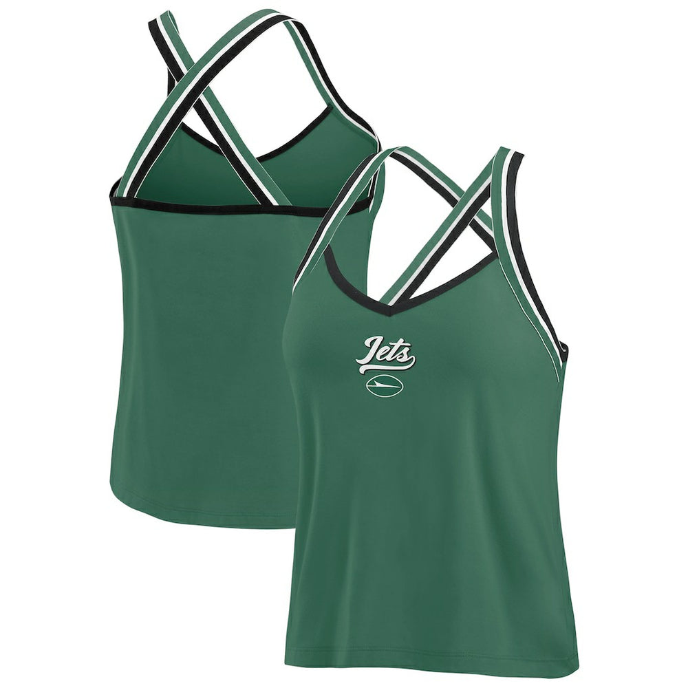 New York Jets WEAR by Erin Andrews Women's Cross Strap Tri-Blend Tank Top - Green - NFL