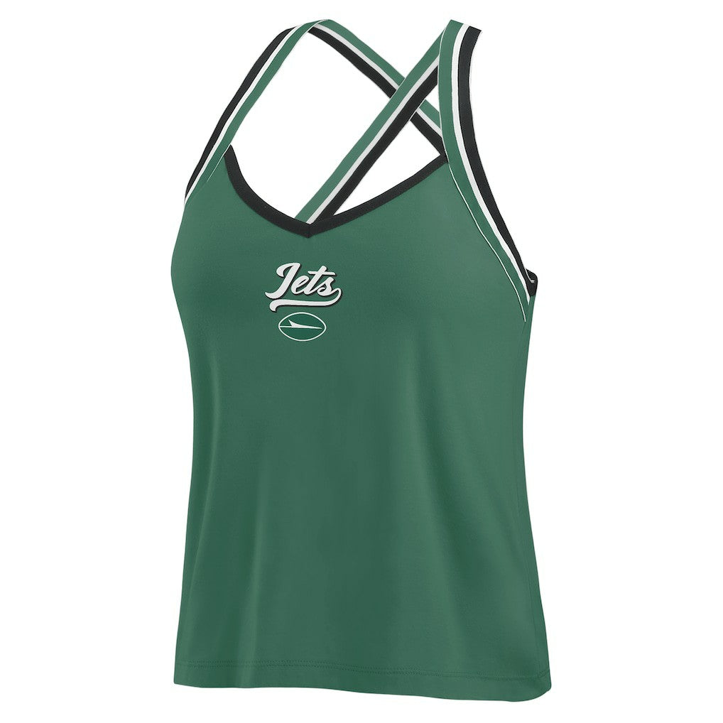 New York Jets WEAR by Erin Andrews Women's Cross Strap Tri-Blend Tank Top - Green - NFL