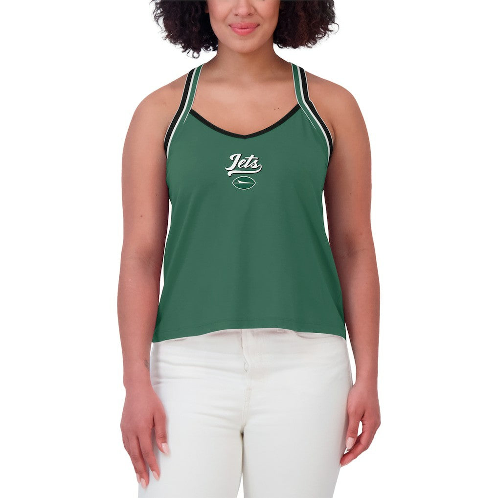 New York Jets WEAR by Erin Andrews Women's Cross Strap Tri-Blend Tank Top - Green - NFL