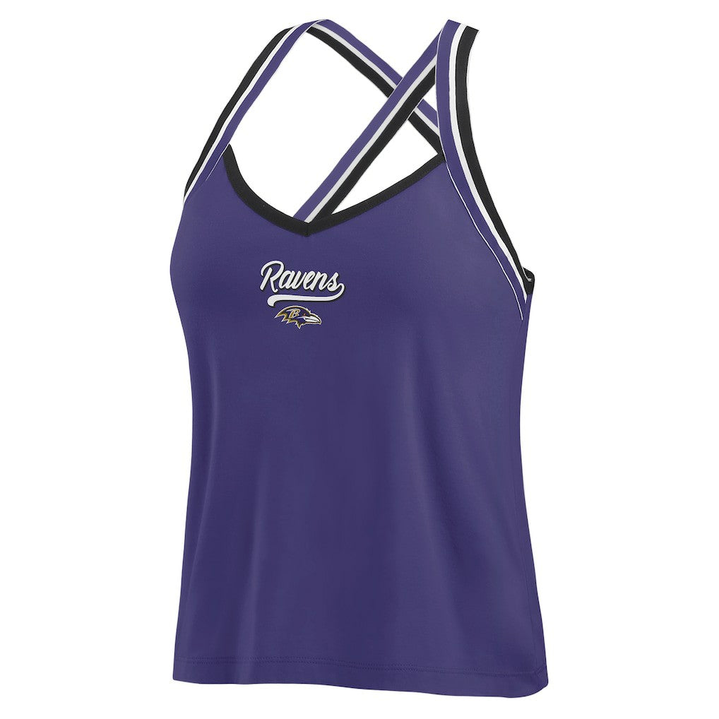 Baltimore Ravens WEAR by Erin Andrews Women's Cross Strap Tri-Blend Tank Top - Purple - NFL