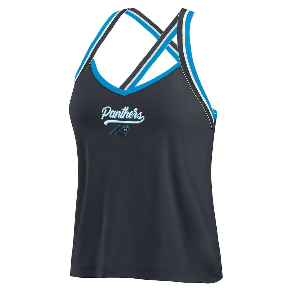 Carolina Panthers WEAR by Erin Andrews Women's Cross Strap Tri-Blend Tank Top - Black - NFL