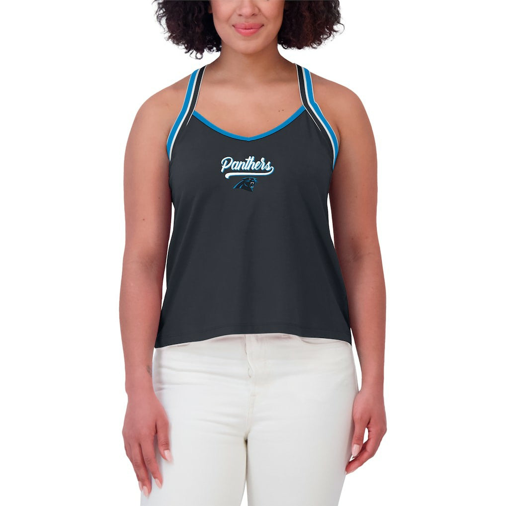 Carolina Panthers WEAR by Erin Andrews Women's Cross Strap Tri-Blend Tank Top - Black - NFL