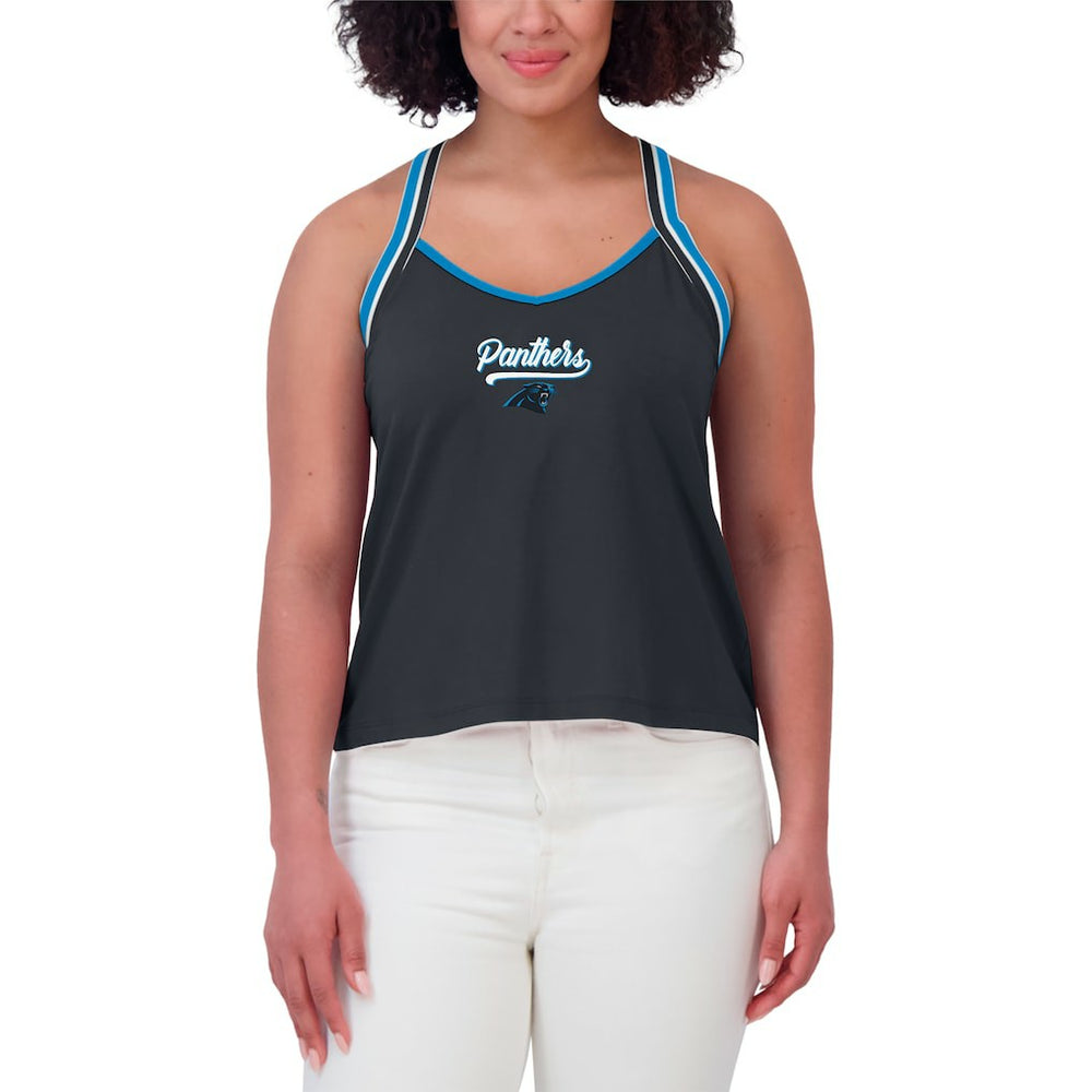 Carolina Panthers WEAR by Erin Andrews Women's Cross Strap Tri-Blend Tank Top - Black - NFL