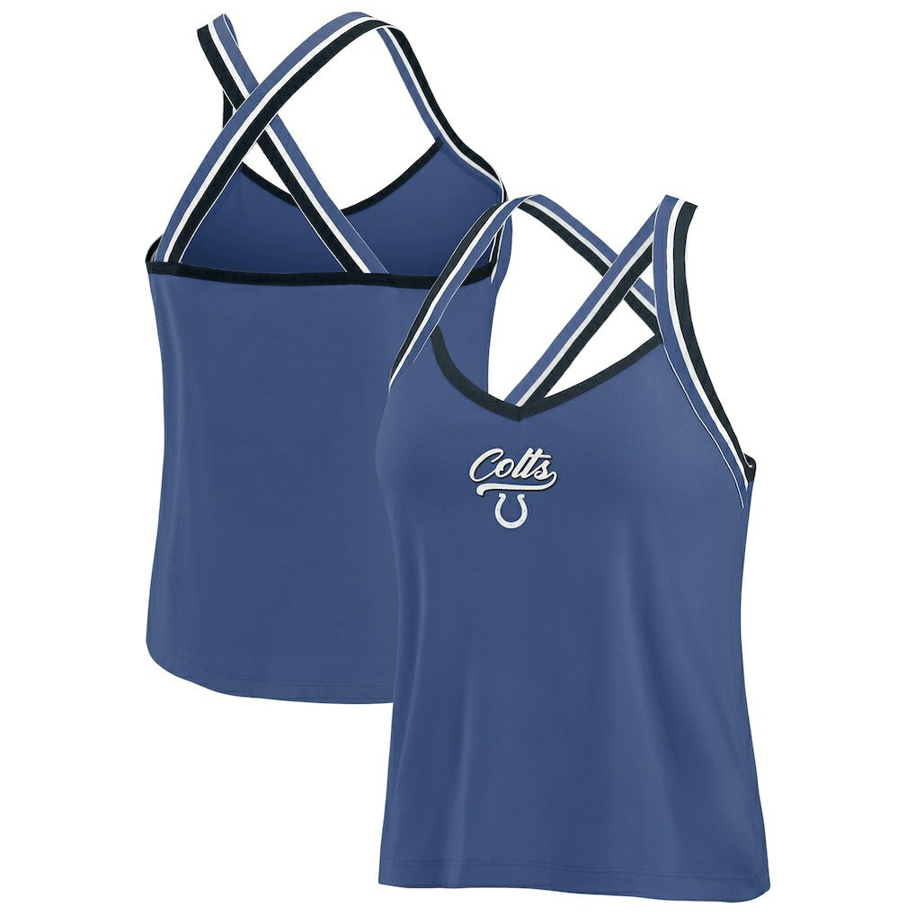 Indianapolis Colts WEAR by Erin Andrews Women's Cross Strap Tri-Blend Tank Top - Royal - NFL